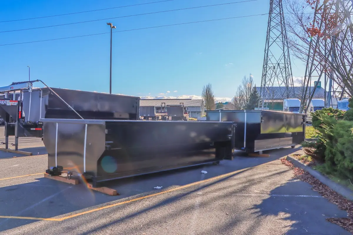 Roll-off dumpster ready for waste disposal at job site for 6 Yard Dumpster Rental in Brookfield